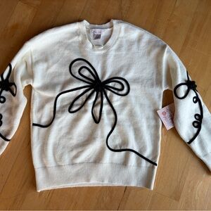 Coquette Whimsical Vintage Bow Pullover Large NWT Dainty